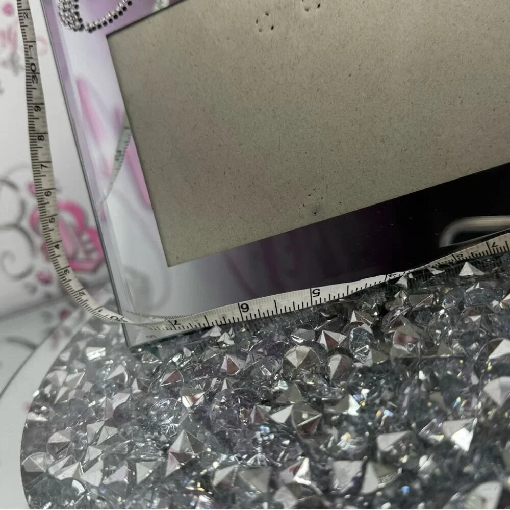 Engaged picture frame bling crystal rhinestone silver mirror stunning 4x6 photo